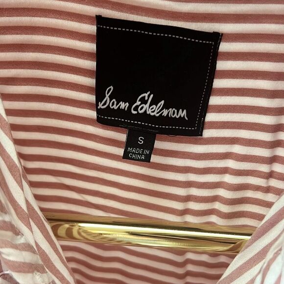 Sam Edelman Women's Striped Hi-Low Sleep Shirt Dusty Rose White Size Small - Picture 3 of 5